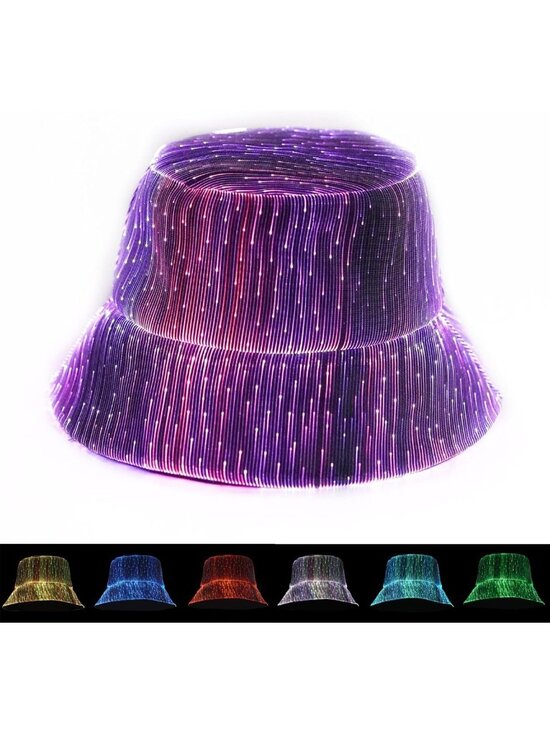 LED Glow in the Dark Bucket Hat - 7 Color Light Up Fisherman Cap for Festivals main image 5